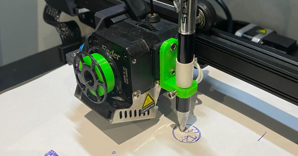 Ender 3 S1 Pen Plotter attachment by ChiefFluffy Download free STL
