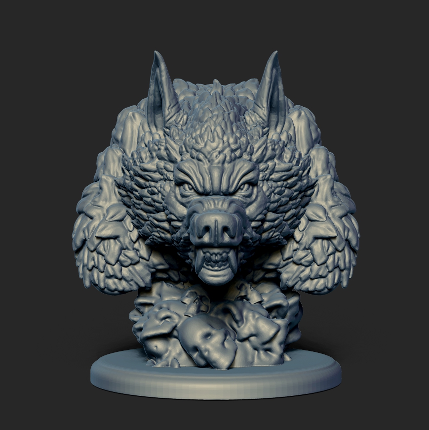 Werewolf bust with skull base