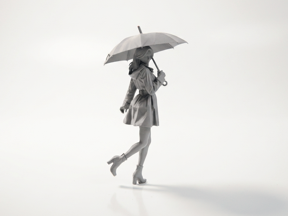 Umbrella Lady Figurine Female Figure 3D Printable