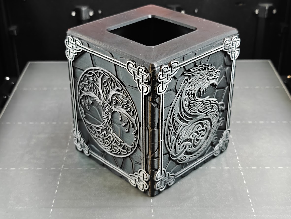 Tissue Box Cover with Dragons and Celtic Art