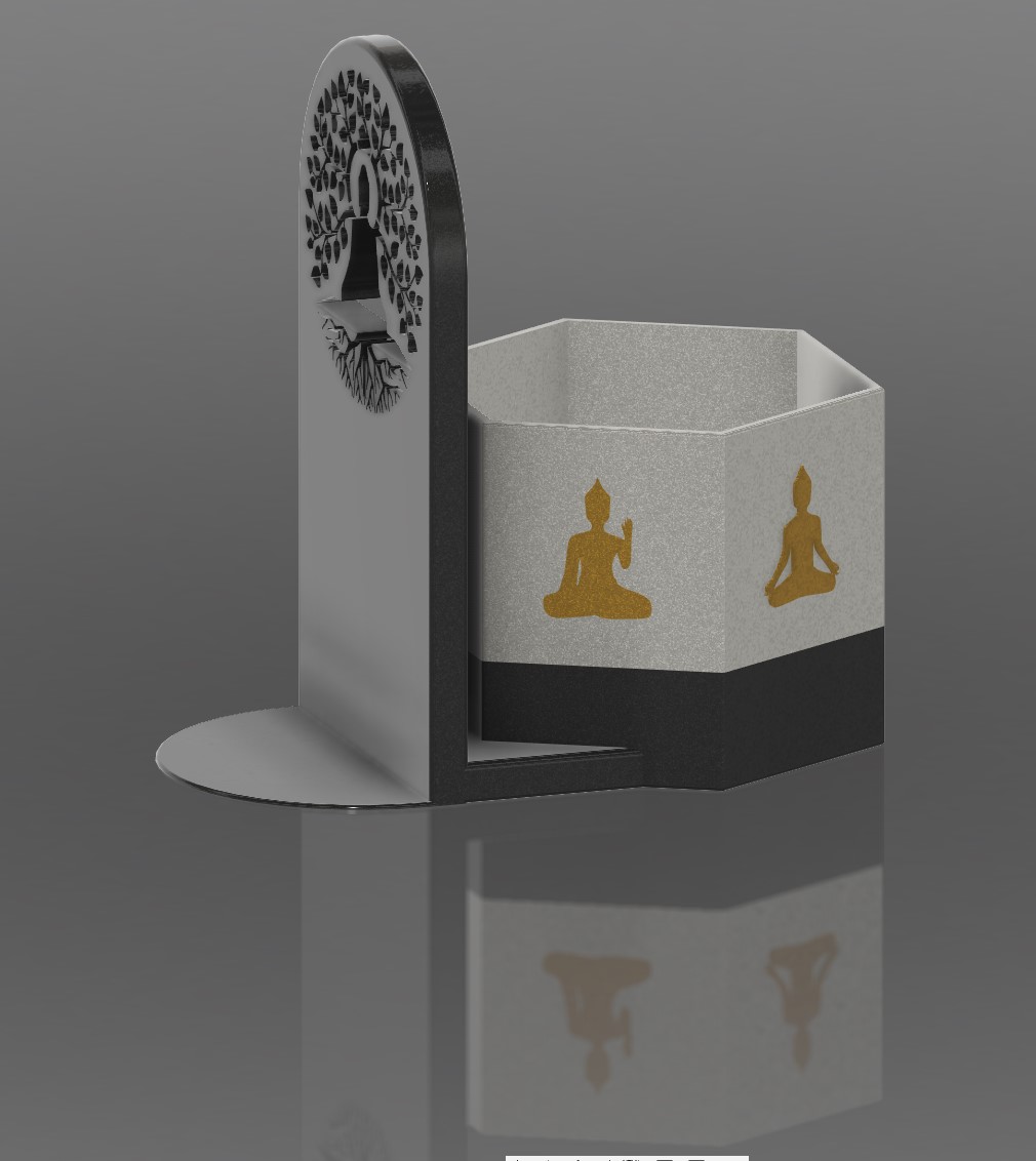 Bookend with small flower pot buddha themed :)