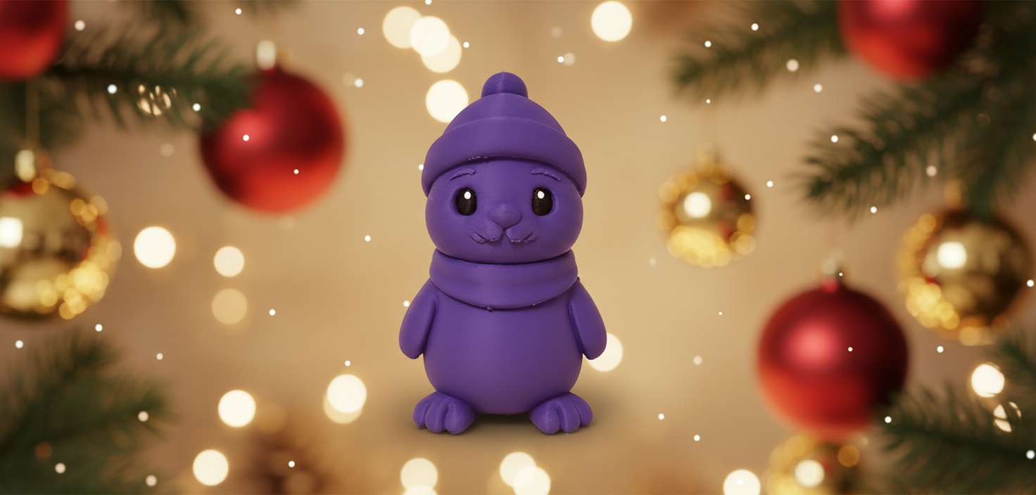 Seal in Winter Hat and Scarf Christmas Figure