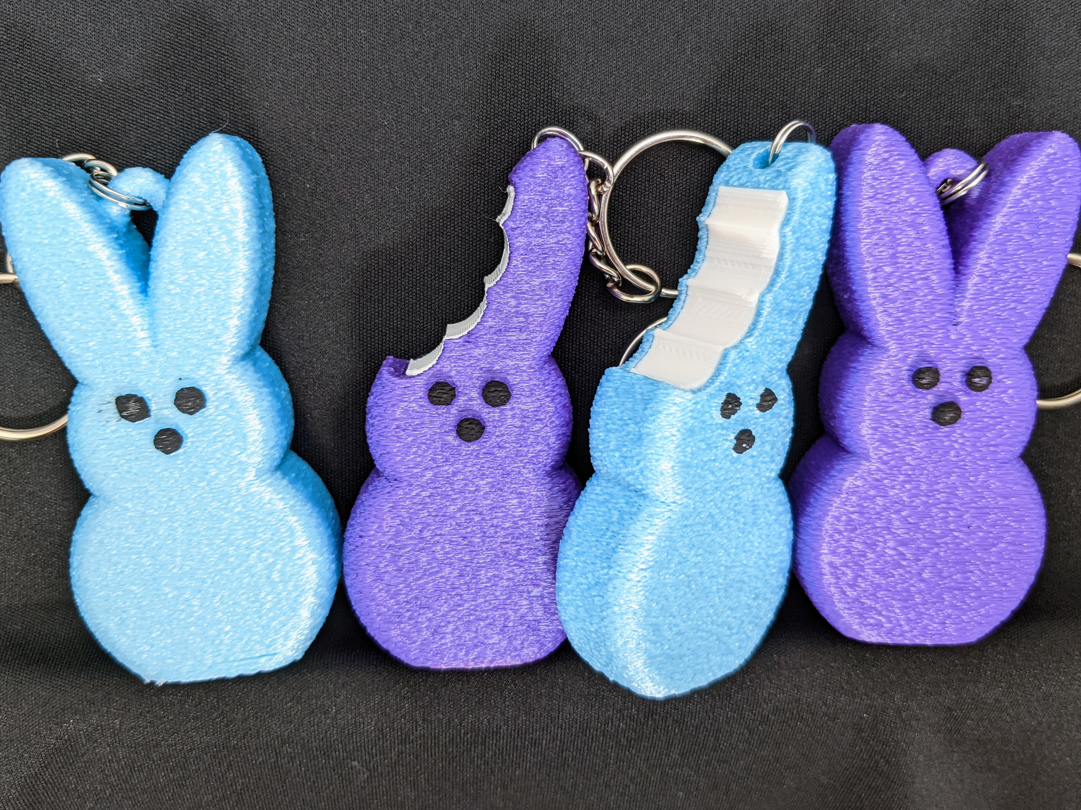 Bite! Peeps Bunny Keychain Easter Marshmallow with a Bitemark
