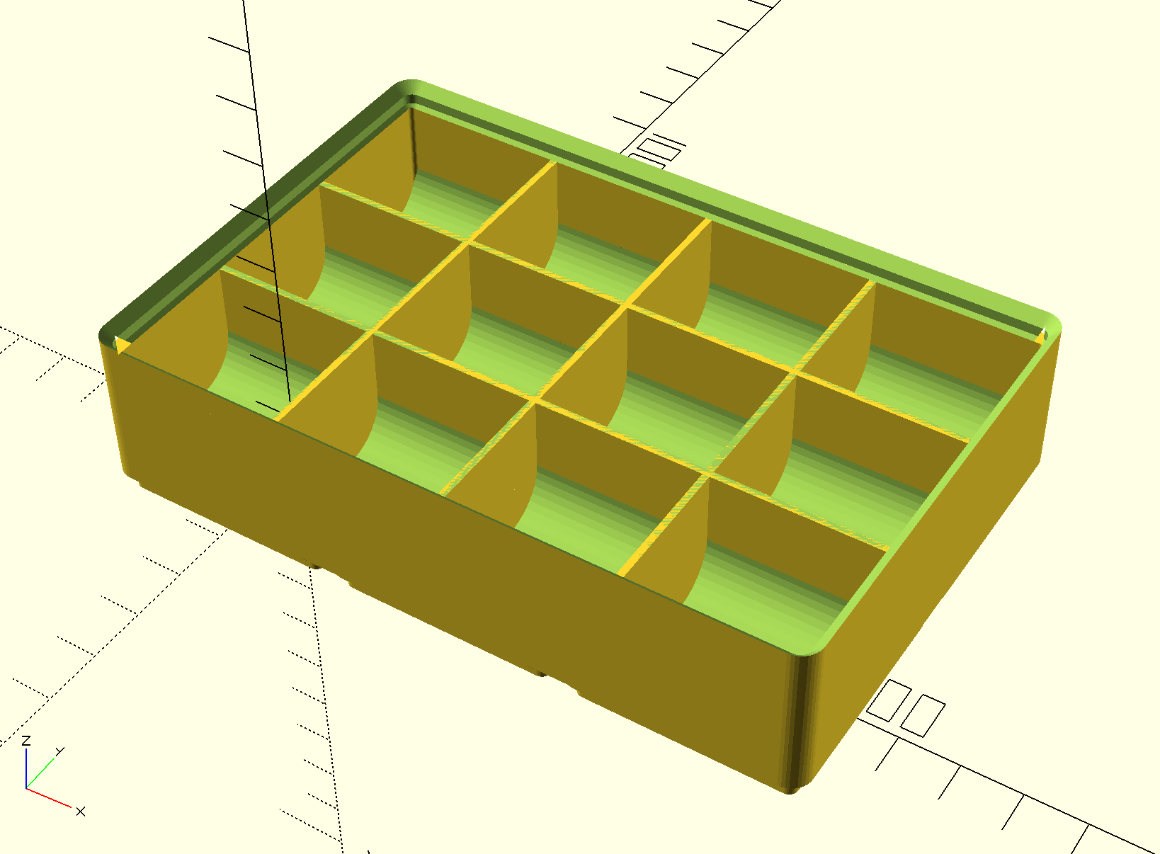 Gridfinity Box Generator (Parametric, OpenSCAD, v1.4) by Ch'marr