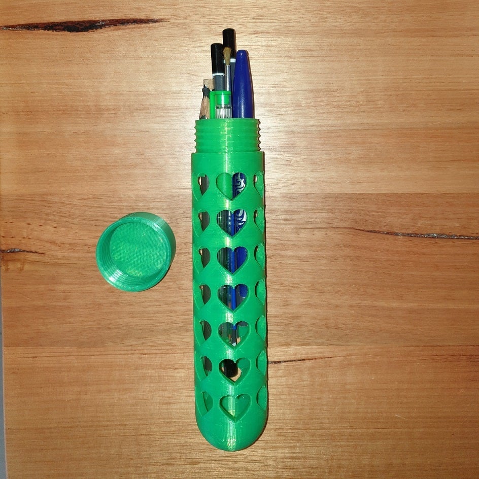 Heart pencil case box screw top