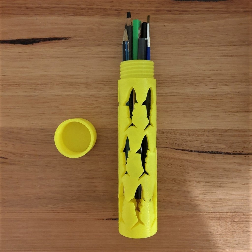 Shark pencil case box screw top