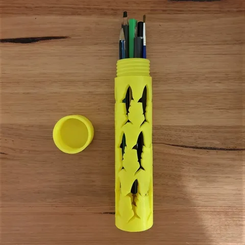 Shark pencil case box screw top