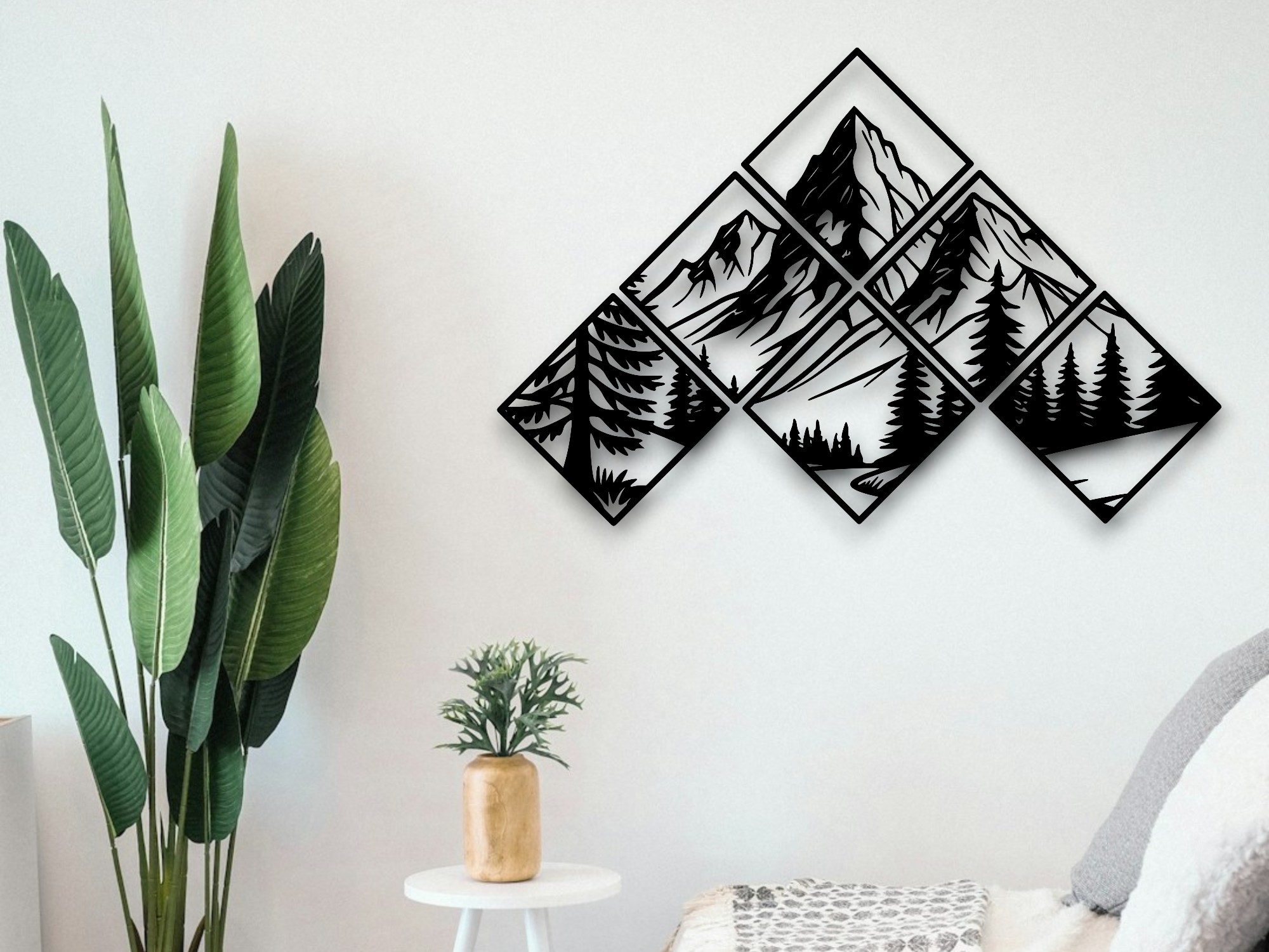 Diamond Mountain Wall Art – Minimalist Nature Wall Decor