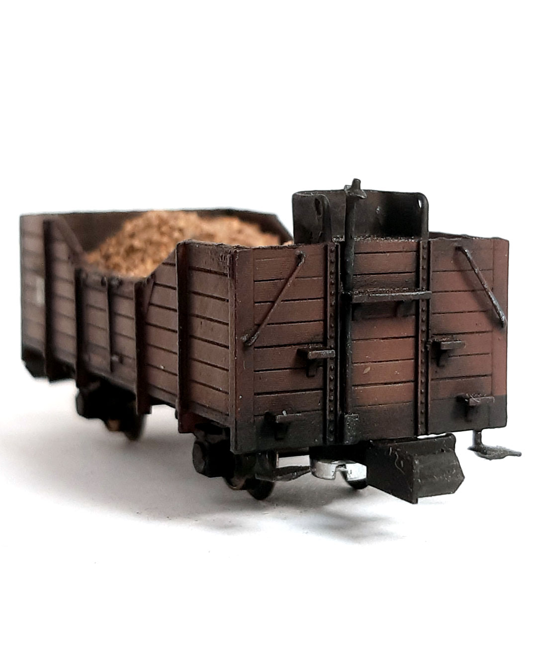 Offener Schmalspurgüterwagen mit Holztüren der GHE für TTm  und H0m
