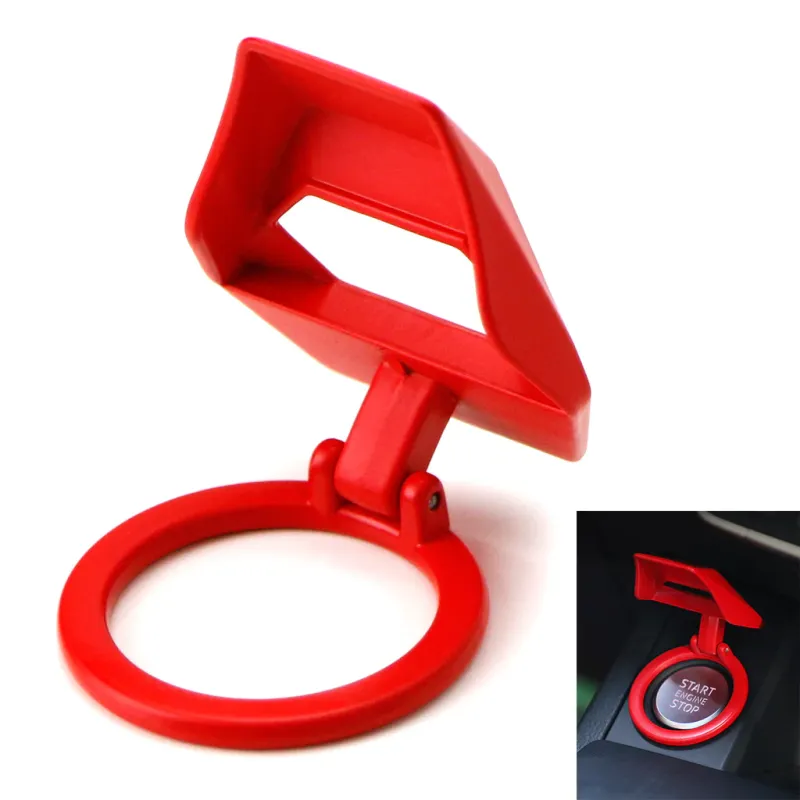 Car Push Start Stop Button Cover - Rotary Spin Aluminum Cover (Red)