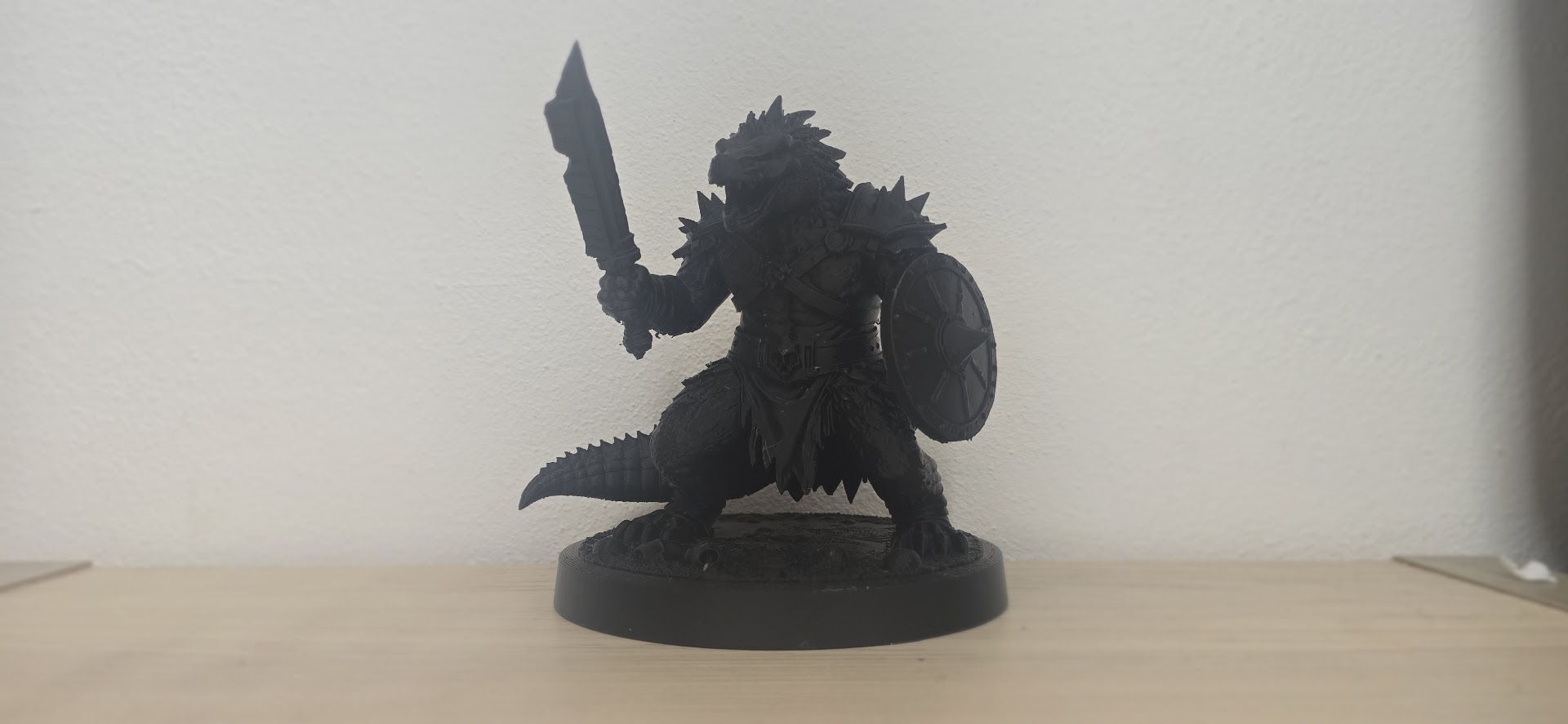 Black Crocodille Warrior with Sword and Shield