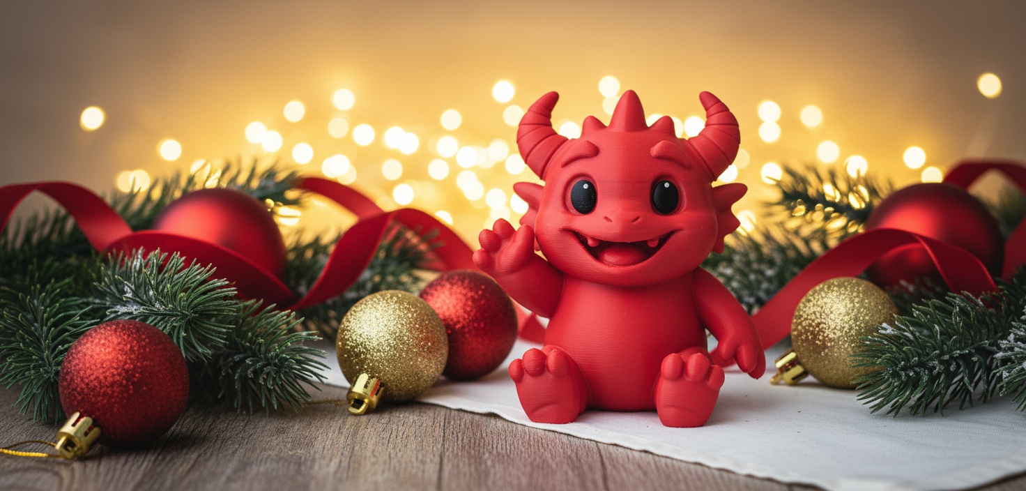 Waving Baby Dragon Holiday Figurine