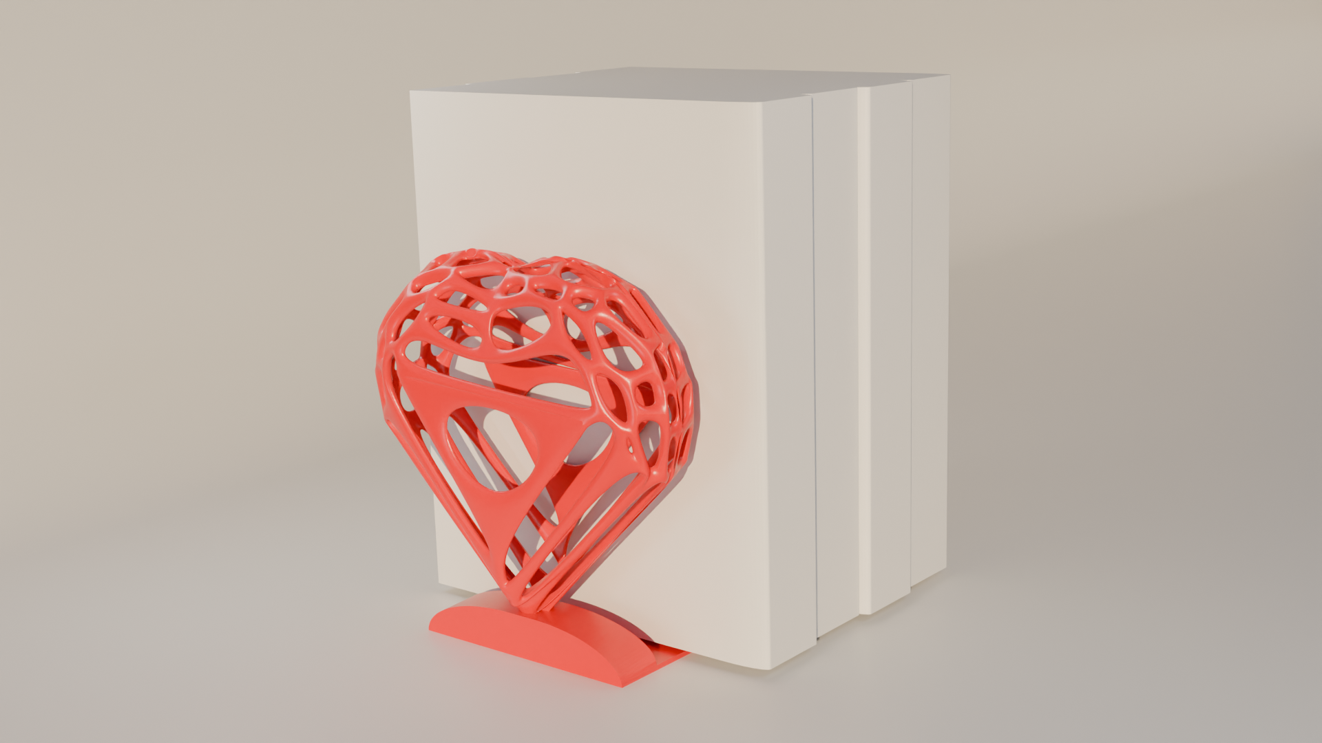 Heart Shaped Voronoi bookstand / bookend (Updated)
