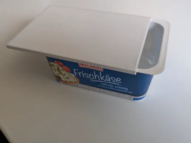 Schiebedeckel für Milsani Frischkäsepackung (Aldi-Süd)