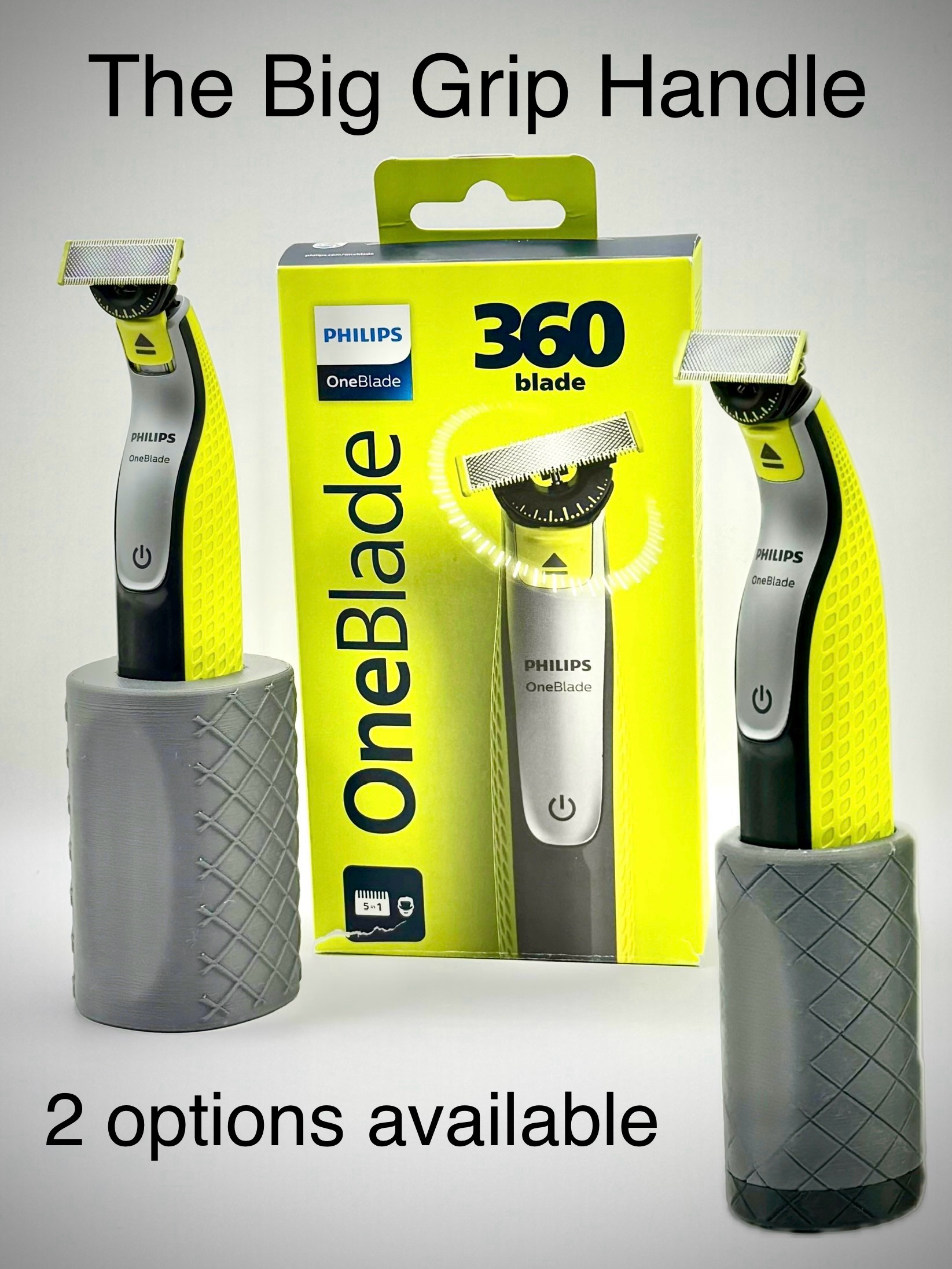 The Big Grip - x2 Philips OneBlade Oversized Grip Handles & Stand