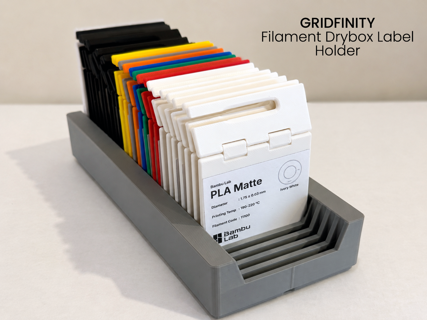 Gridfinity - 2x5 - Filament Drybox Label Holder