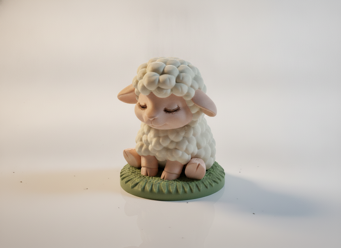 Cute Sleeping Sheep Figurine
