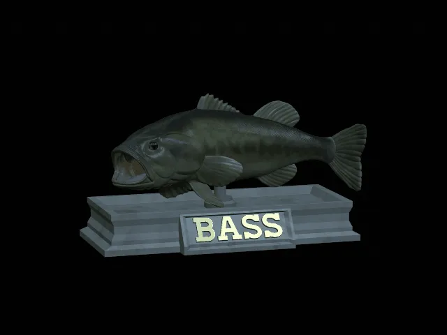 Largemouth Bass Open-Mouth Statue with Base – Design 2