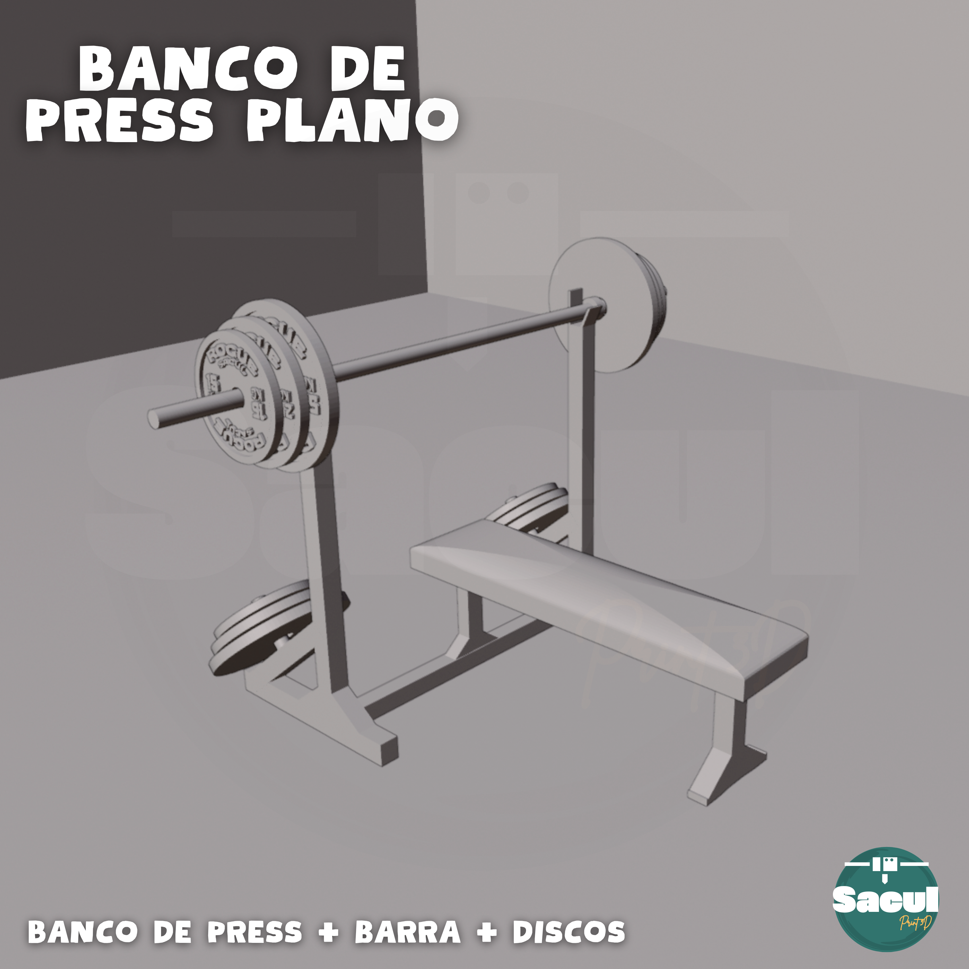 Miniatura 6 do modelo 3D Flat Press Bench + Discs