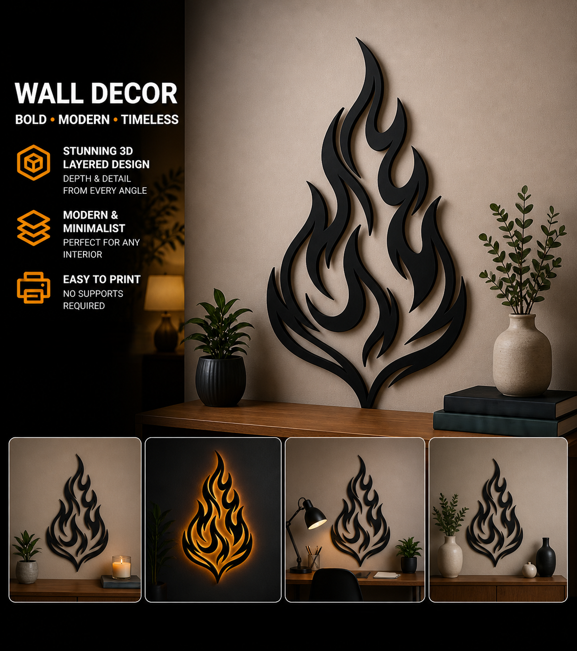 Fire modern wall decoration