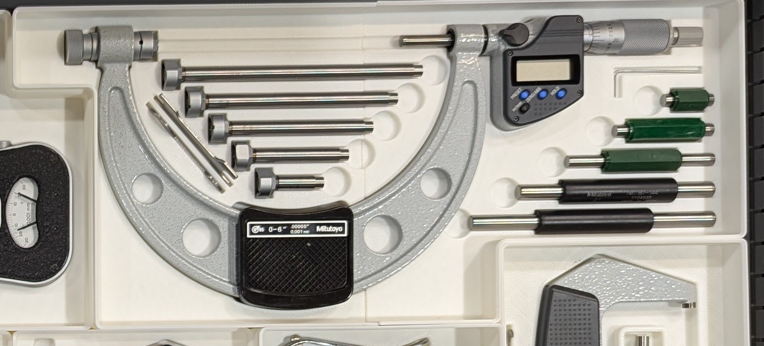 Mitutoyo 340-551-30 Interchangeable Anvil 0-6" Micrometer Gridfinity Bin