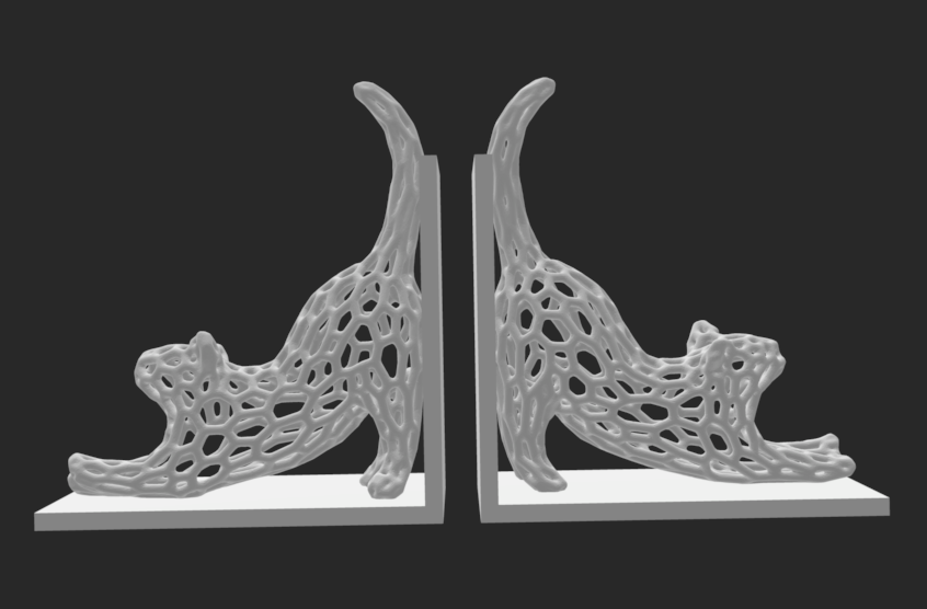 Cat Stretch Voronoi Bookends