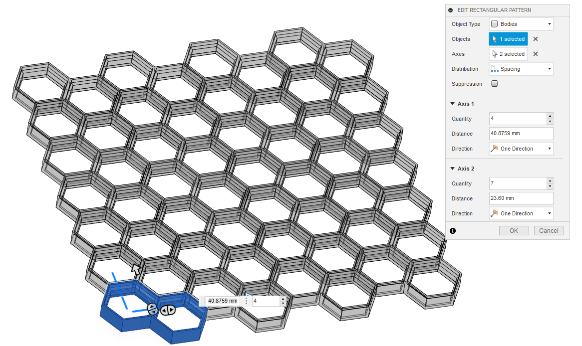 Honeycomb Wall created in Fusion 360