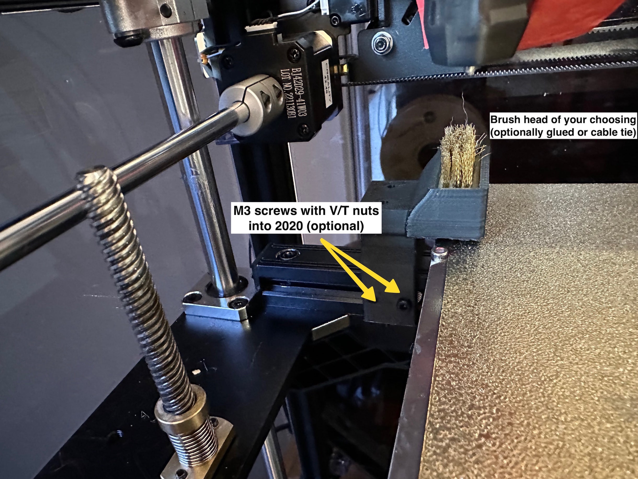 Nozzle Cleaning Brush (Ender 5 S1 / 2020 Mount) by Sam McLeod