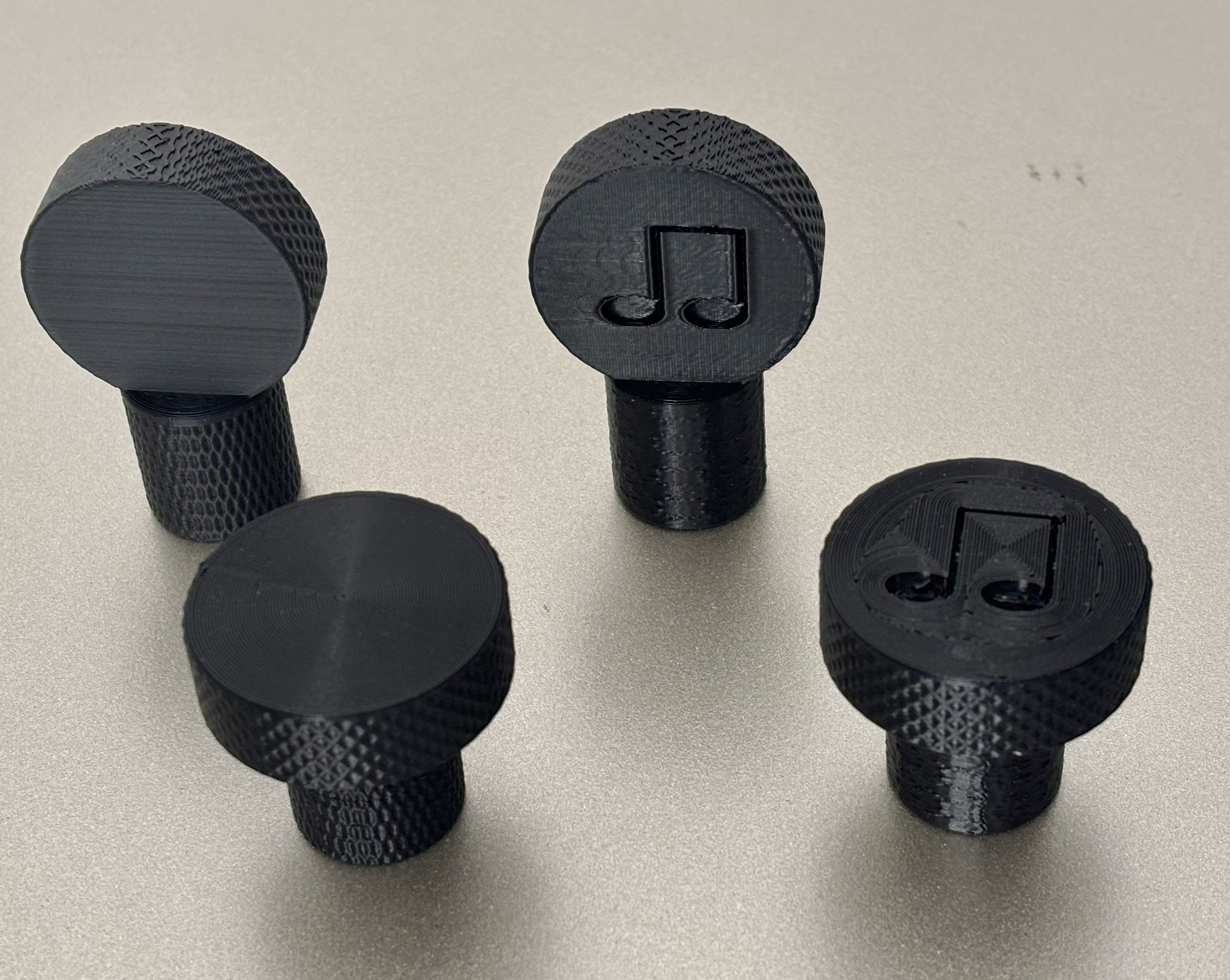 Hockey Puck Custom DJ Knurled Knobs - Multiple variants with Music Note Engraving