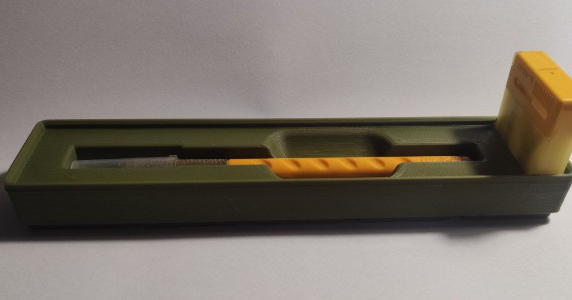 Gridfinity OLFA AK1 xacto art knife and KB box horizontal holder by