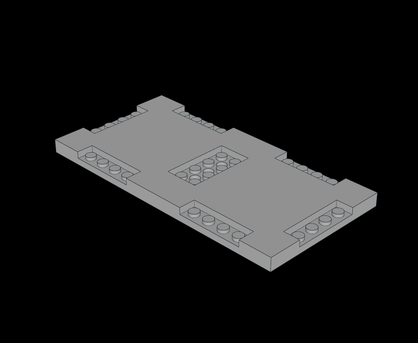 Lego Compatible (71772.dat) Plate  8 x 16 x  0.667 with Cutouts and Recessed Studs