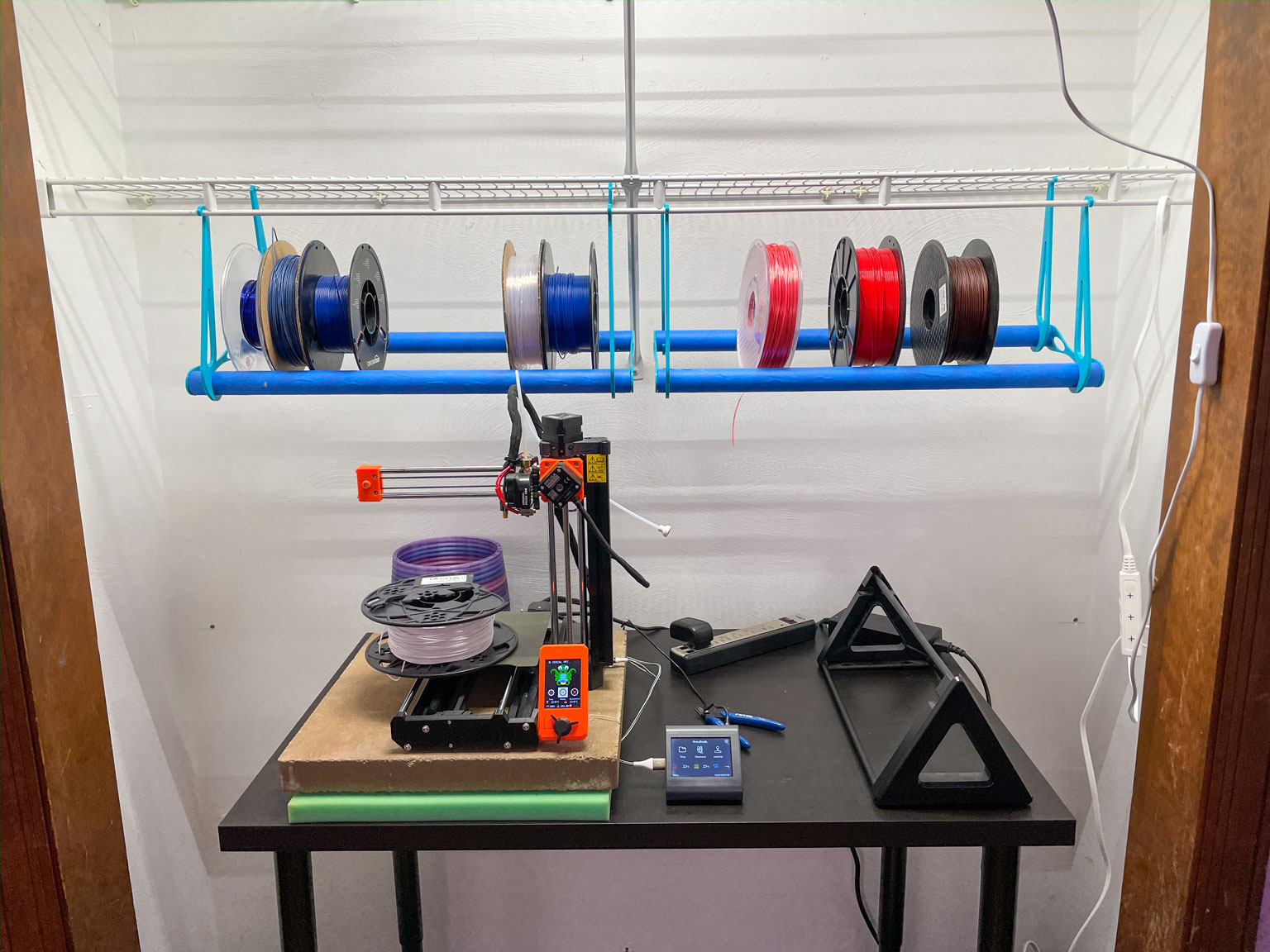 Filament Spool Rack for Wire Shelving