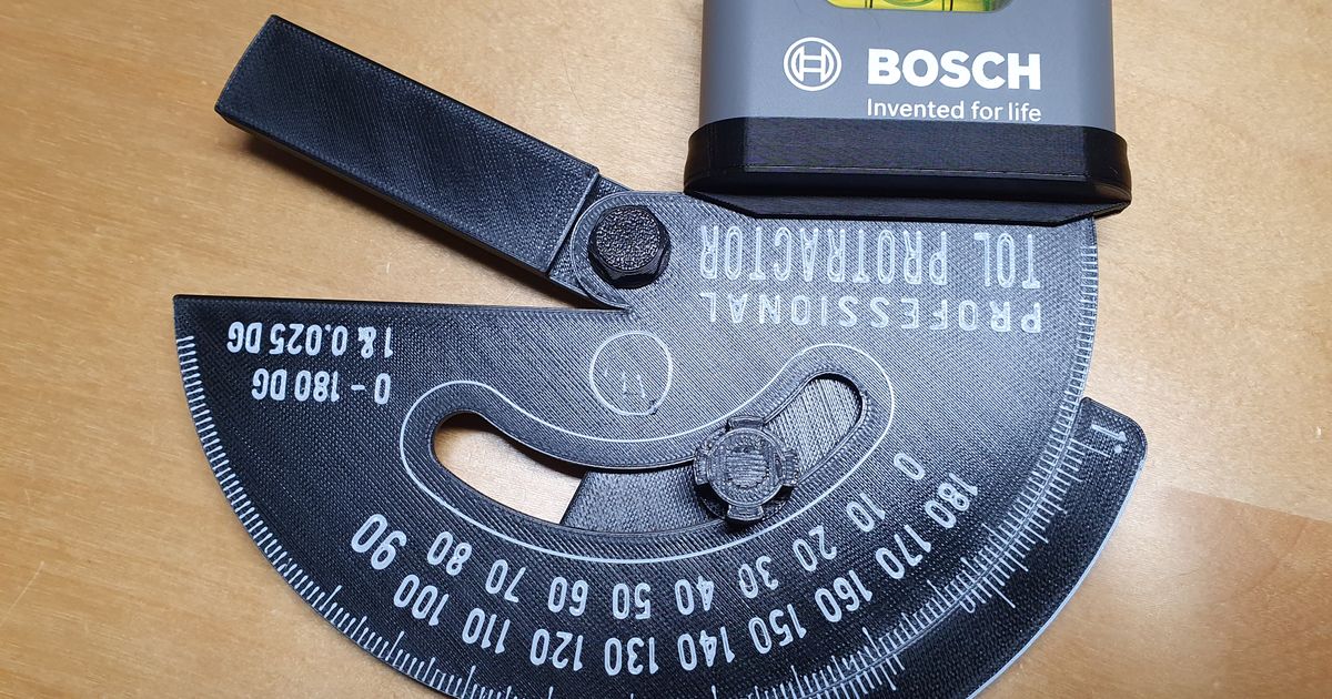Spirit level extension for Protractor by Legufix Download free STL