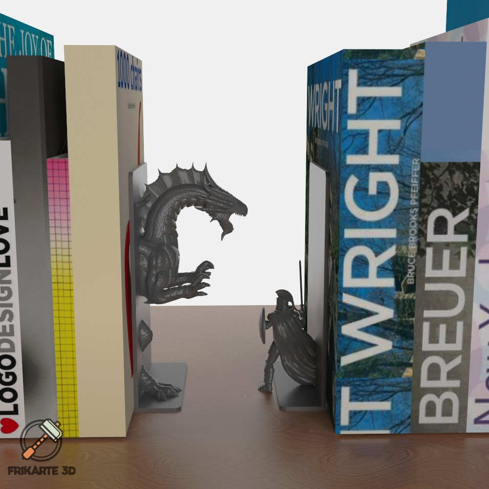Knight vs Dragon Bookends by Frikarte3D Download free STL model