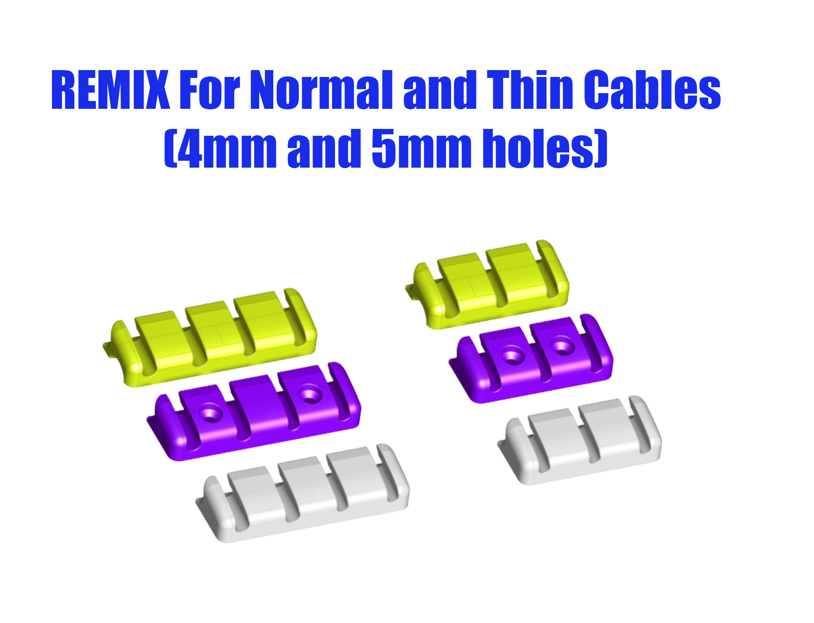 USB cable organizer (screw mount or use command strips) - Muliple Sizes (REMIX for both thin and regular cables))