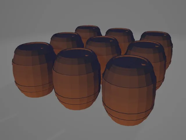 9x OO Guage Wooden Barrels