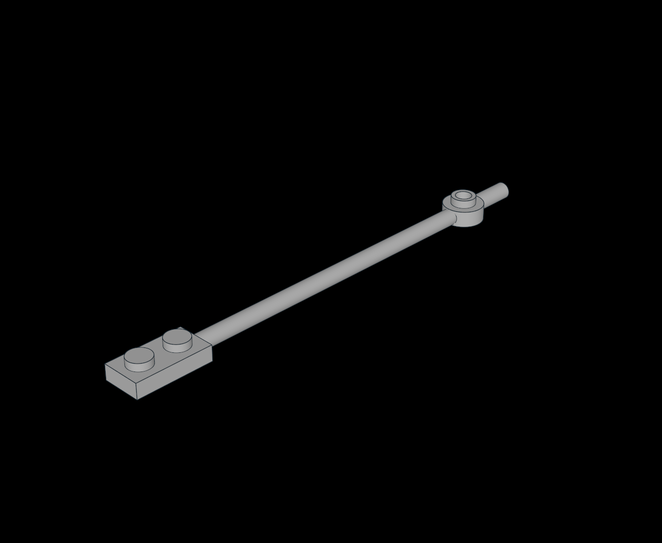 Lego Compatible (42445.dat) Bar 12L with Plate  1 x  2 with Solid Studs and Hollow Stud