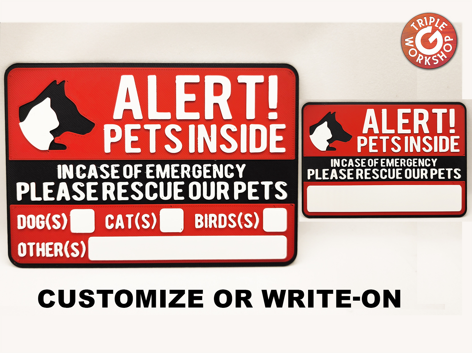 Alert! Pets Inside Signs - 3 Color by Triple G Workshop | Download free ...