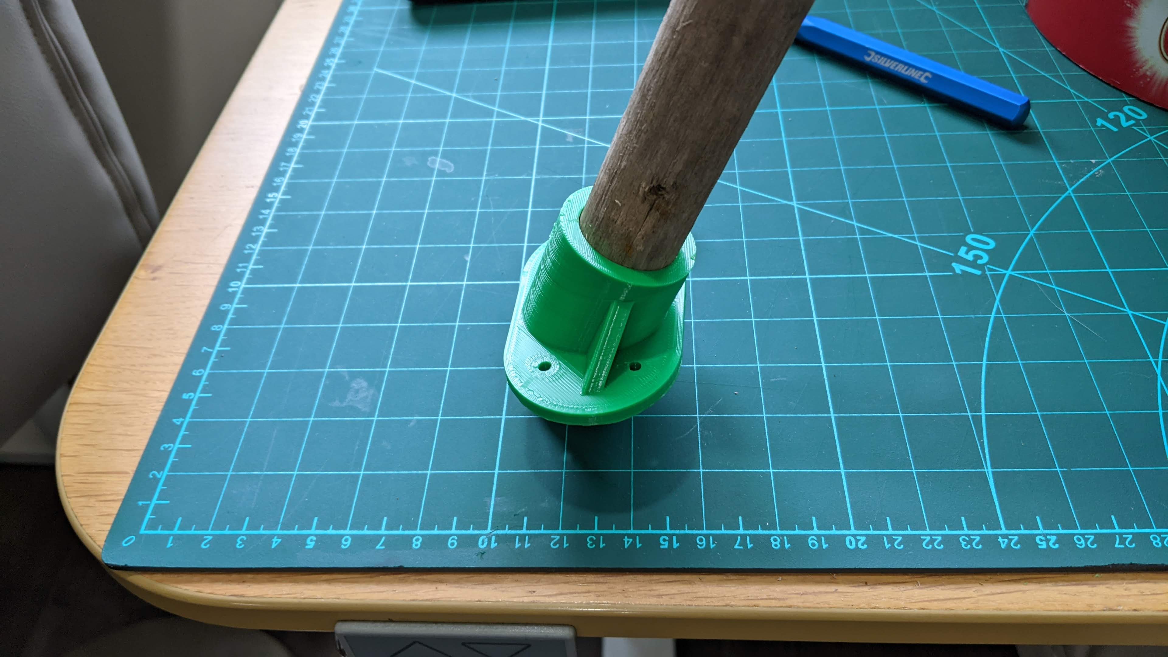 Broom Handle Holder with through hole