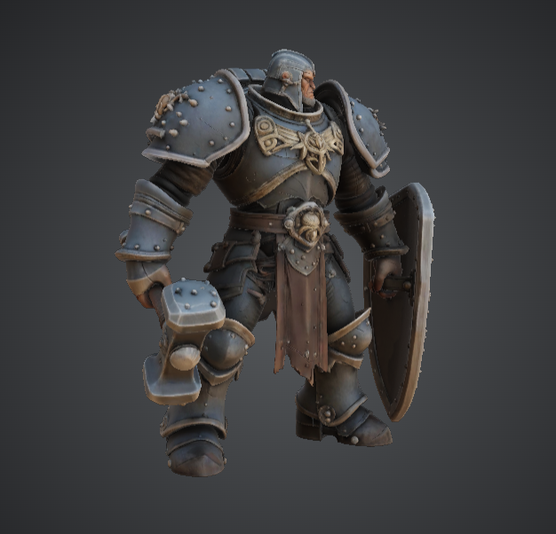 Armoured Paladin – Heavy Shield Knight with Warhammer 3D Printable Miniature — miniatura 2