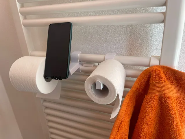 Towel warmer / Radiator clip for toilet paper, towel and smartphone