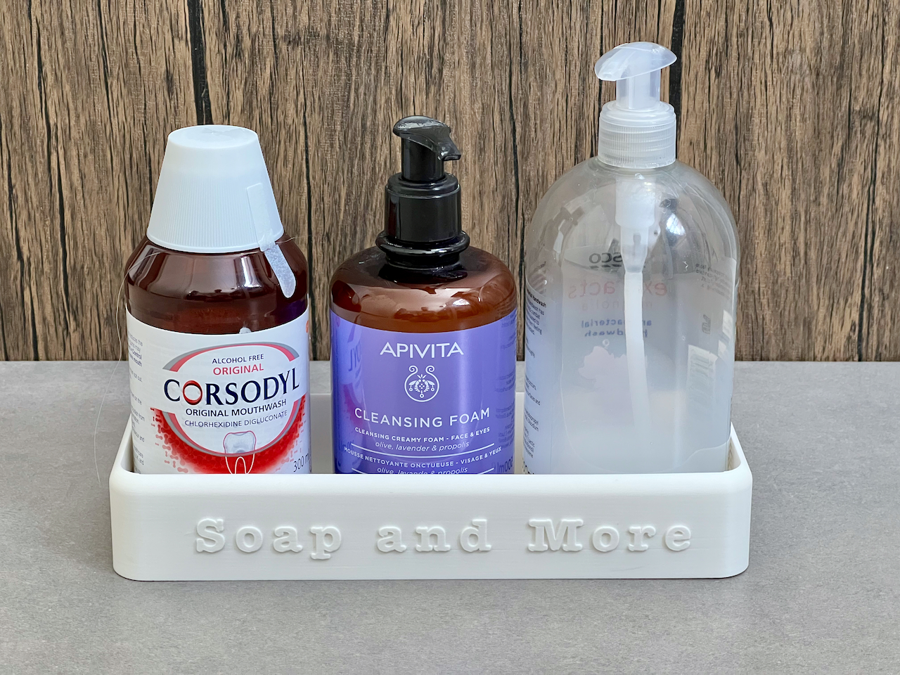Bathroom organiser tray for soap dispensers & cosmetics by Ioannis ...