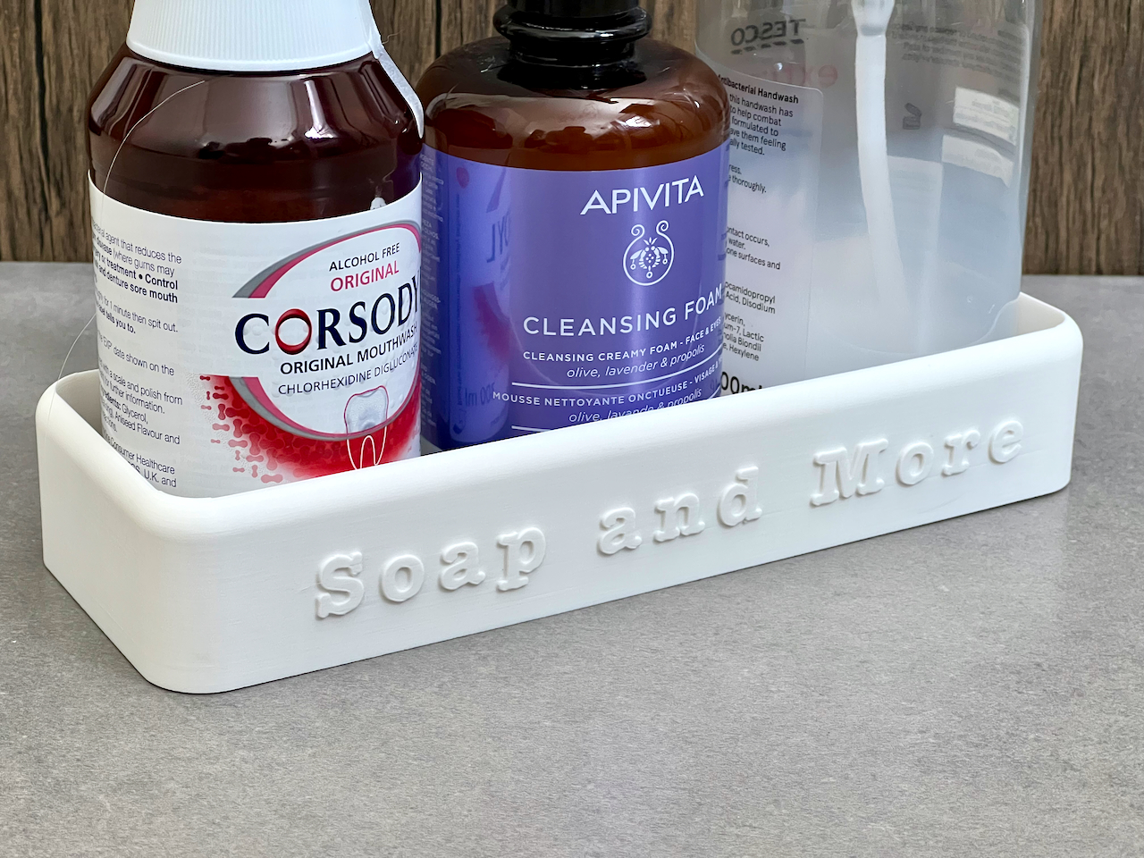 Bathroom organiser tray for soap dispensers & cosmetics by Ioannis ...