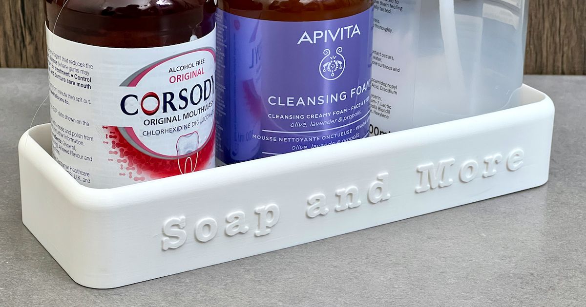 Bathroom organiser tray for soap dispensers & cosmetics by Ioannis