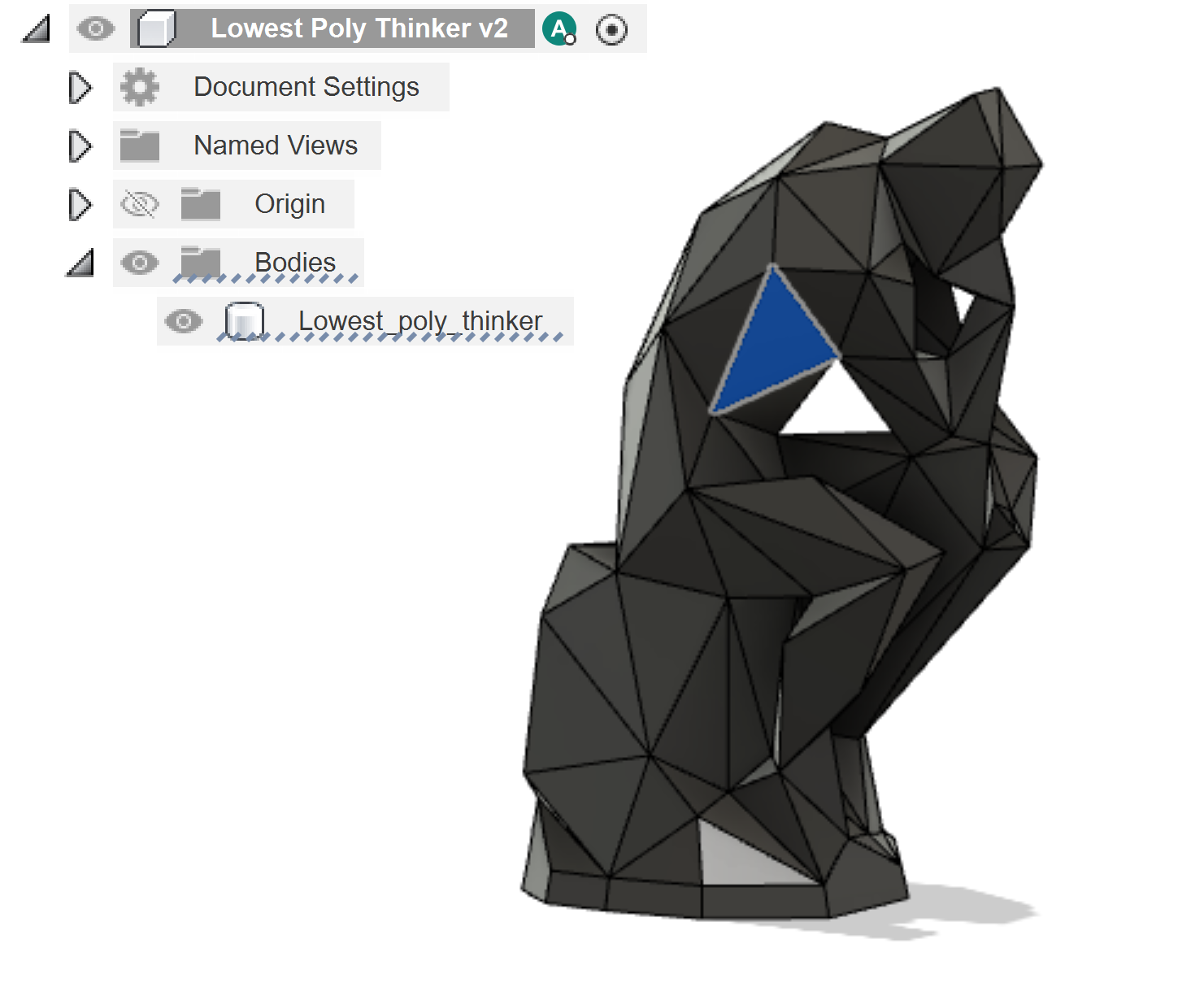 Miniatura 3 do modelo 3D Lowest poly The Thinker: Parametric Edition