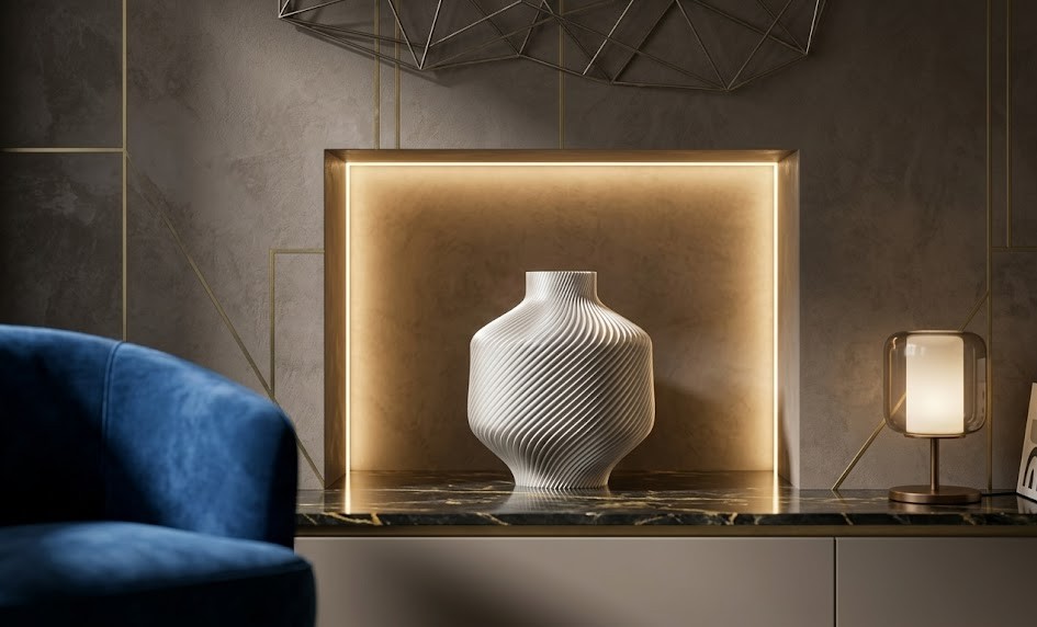 Modern Swirl 3D Printed Satin Vase