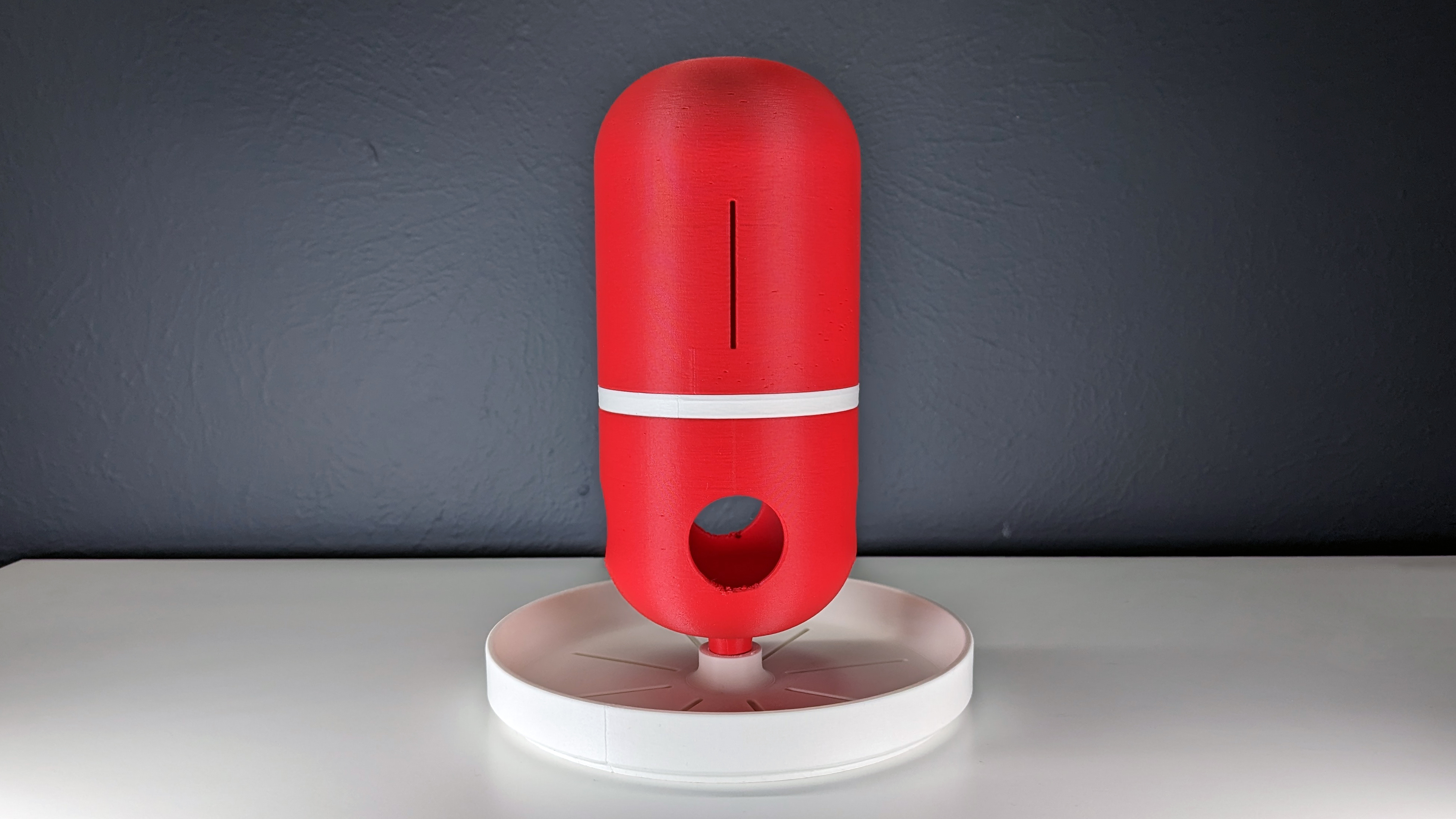 Pill shaped bird feeder