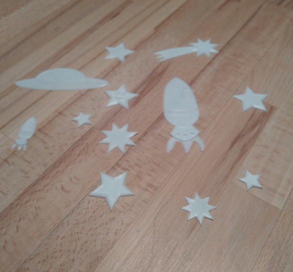 BED STAR SKY (star, comet, ufo, rocket) glow in the dark / Stern, Ufo, Komet, Rakete