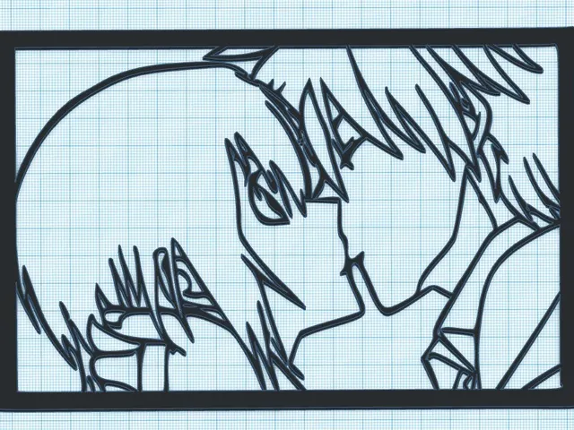 THE KISS - ANIME WALL ART - 4 VERSIONS - SQ - RECT - FRAMED - NO FRAME