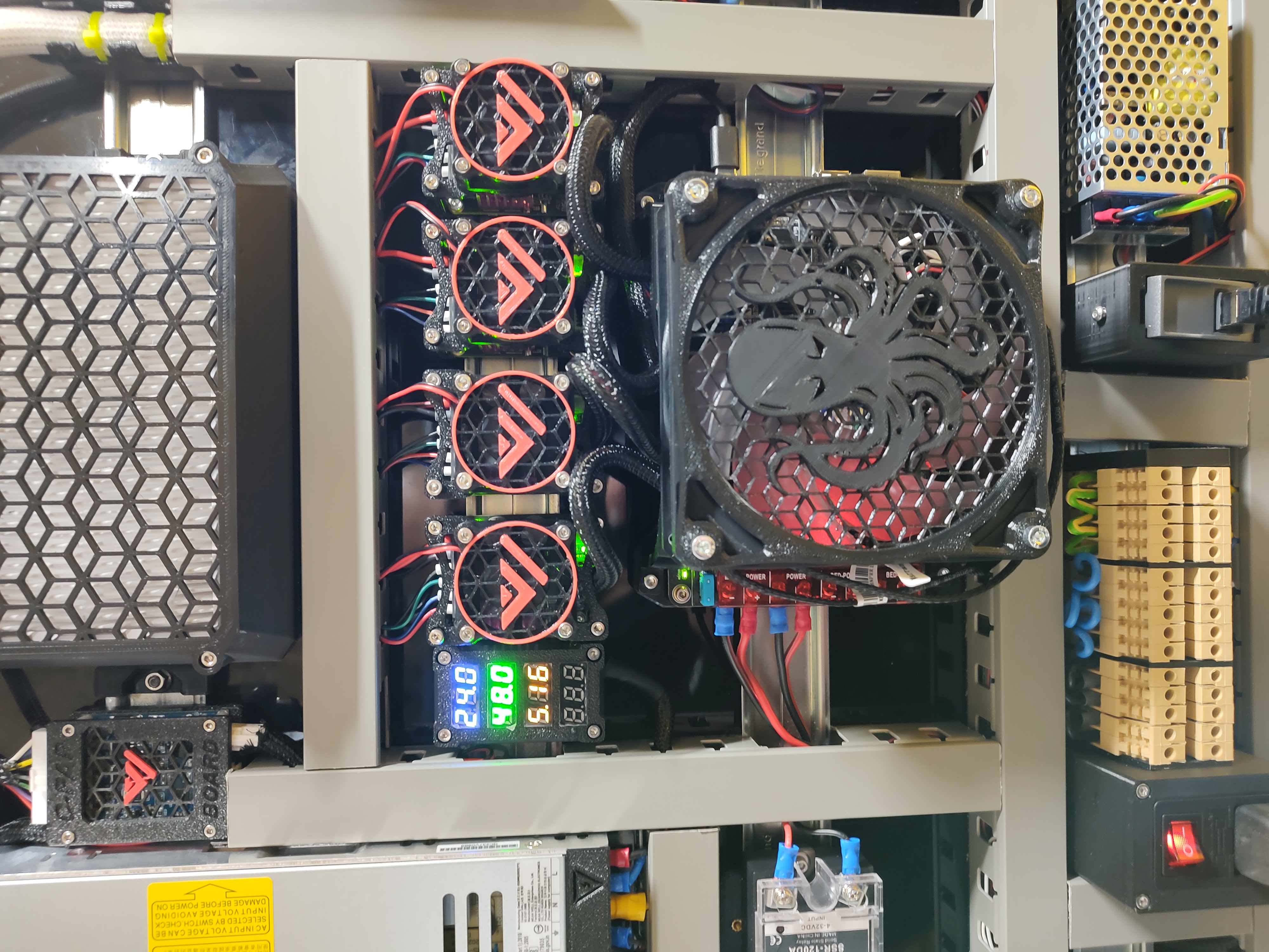 DIN rail support for four mini voltmeters
